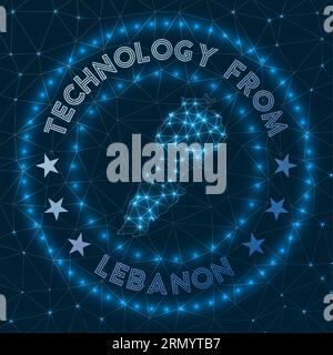 Tecnologia dal Libano. Distintivo geometrico futuristico del paese. Concetto tecnologico. Logo round Lebanon. Illustrazione vettoriale. Illustrazione Vettoriale