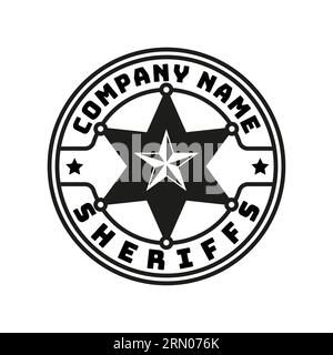 Logo vintage retro Sheriff Star Ranger emblema Country Western Cowboy. Illustrazione Vettoriale