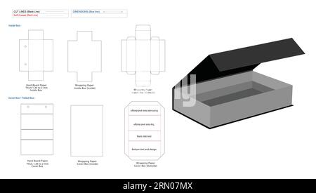 Modello linea die confezione rigida cosmetica o regalo di lusso con chiusura magnetica e scatola 3D per il mock-up Illustrazione Vettoriale