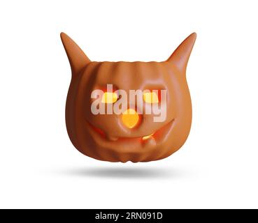 Buon Halloween con un colore di sfondo bianco con rendering 3d Pumkin Foto Stock