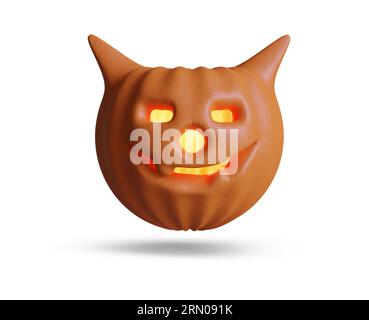 Buon Halloween con un colore di sfondo bianco con rendering 3d Pumkin Foto Stock