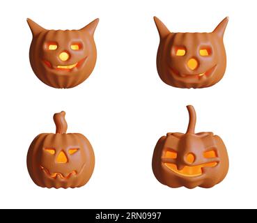 Buon Halloween con un colore di sfondo bianco con rendering 3d Pumkin Foto Stock