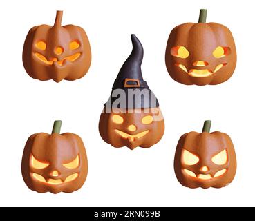 Buon Halloween con un colore di sfondo bianco con rendering 3d Pumkin Foto Stock