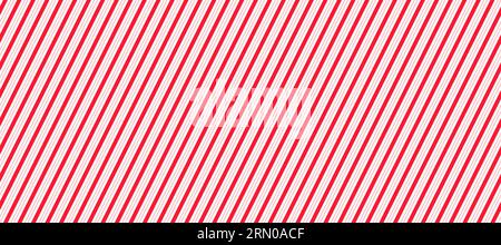 Motivo natalizio rosso e rosa senza cuciture. Sfondo a strisce diagonali di canna da zucchero. Carta da parati decorativa ripetuta. Le vacanze invernali fanno da sfondo. La menta piperita di Natale presenta un design con stampa a involucro. Vettore Illustrazione Vettoriale