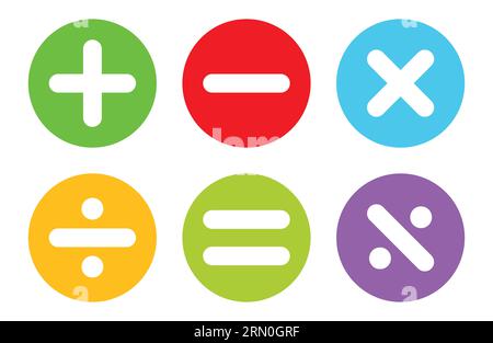 Chiave vettoriale della calcolatrice isolata su sfondo bianco. Addizione, sottrazione. Icona simboli matematici. Calcolatrice, icona matematica. Pittogramma vettoriale. Illustrazione Vettoriale