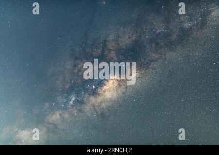 The stars and the Milky Way from a backyard in Umina Beach on the Central Coast of NSW, Australia. 5 image tracked hdr. Stock Photo