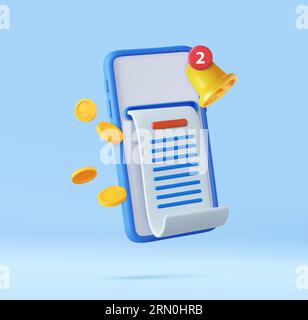 pagamento 3d con i pagamenti online tramite telefonia mobile. Illustrazione Vettoriale