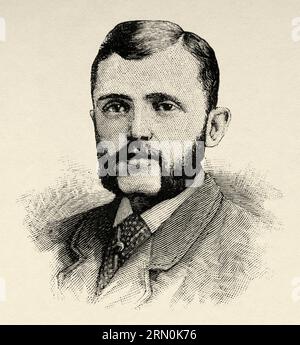 Raymond Lee Newcomb (1849 – 1918) è stato un naturalista, tassidermista, artista e astronomo statunitense di Salem, Massachusetts. Ha fatto parte della spedizione Jeannette e ha curato e co-scritto Our Lost Explorers: The narrative of the Jeannette Arctic Expedition come raccontato dai sopravvissuti. La spedizione Jeannette del 1879–1881, Journal of Captain George Washington De Long 1879-1881. Incisione del vecchio XIX secolo da le Tour du Monde 1906 Foto Stock