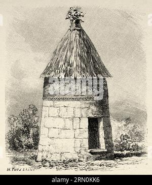 Casa con dettagli architettonici del popolo andino Chachapoya. Perù, Sud America. Amazzonia e catene montuose di Charles Wiener Mahler, 1879-1882. Incisione del vecchio XIX secolo da le Tour du Monde 1906 Foto Stock