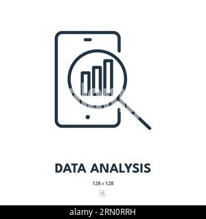 Icona analisi dati. Grafico, analisi, rapporto. Tratto modificabile. Icona vettore semplice Illustrazione Vettoriale