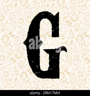 Carnival Alphabet G UPPER , Black Alphabet Vector, Alphabet Vector, Alphabet silhouette Vector, font Vector, Last Art, Alphabet Vector, font Vector Illustrazione Vettoriale