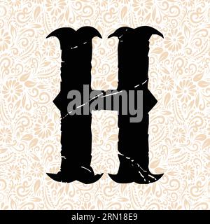 Carnival Alphabet H UPPER , Black Alphabet Vector, Alphabet Vector, Alphabet silhouette Vector, font Vector, Last Art, Alphabet Vector, font Vector Illustrazione Vettoriale