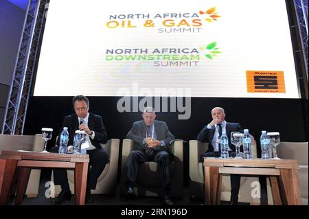 (141207) -- ALGERI, 7 dicembre 2014 () -- l'amministratore delegato di Sonatrach Said Sahnoun (R) partecipa alla cerimonia di apertura del 9° vertice del Nord Africa sul petrolio e il gas ad Algeri, capitale dell'Algeria, il 7 dicembre 2014. Il vertice, che attrae circa 450 delegati provenienti dai paesi nordafricani e dalle principali aziende energetiche mondiali, dura dal 7 al 9 dicembre. () VERTICE ALGERIA-ALGERI-PETROLIO E GAS Xinhua PUBLICATIONxNOTxINxCHN Algeri DEC 7 2014 l'amministratore delegato di Sonatrach ha affermato che Sahnoun r partecipa alla cerimonia di apertura del 9° vertice Nord Africa sul petrolio e il gas ad Algeri capitale dell'Algeria IL 7 dicembre 2014 il vertice che attrae Ab Foto Stock