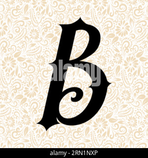 Old Fashioned Alphabet B UPPER , Black Alphabet Vector, Alphabet Vector, Alphabet silhouette Vector, font Vector, ultimo disegno, vettore alfabetico, font VE Illustrazione Vettoriale