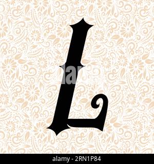 Old Fashioned Alphabet L UPPER , Black Alphabet Vector, Alphabet Vector, Alphabet silhouette Vector, font Vector, ultimo disegno, vettore alfabetico, font VE Illustrazione Vettoriale