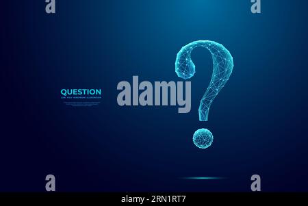 Punto interrogativo digitale astratto. Simbolo futuristico Low Poly ASK. Illustrazione Vettoriale