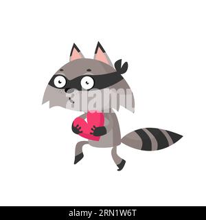 Raccoon che ruba il cuore Illustrazione Vettoriale