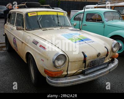 Volkswagen VW Type 3 Fastback, retro verde vintage, retro in mostra, Melbourne, Victoria, Australia Foto Stock