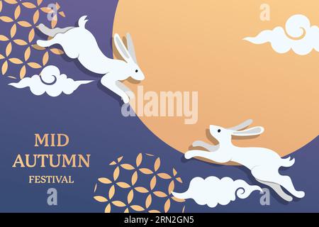 disegno dell'illustrazione di sfondo del festival di metà autunno sfumato Illustrazione Vettoriale