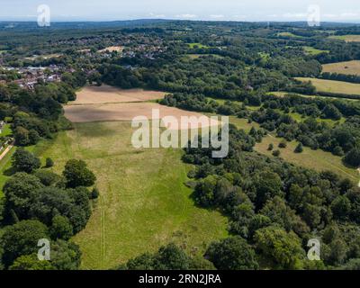 Vista aerea Battle Abbey, 1066 sito Battle of Hastings, Battle, East Sussex, Regno Unito. Foto Stock