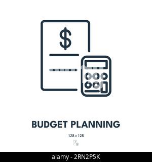 Icona pianificazione budget. Contabilità, bilancio, calcolo. Tratto modificabile. Icona vettore semplice Illustrazione Vettoriale