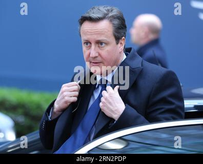 (150319) -- BRUXELLES, 19 marzo 2015 -- il primo ministro britannico David Cameron arriva alla sede del Consiglio europeo in vista del vertice dell'Unione europea (UE) a Bruxelles, Beglium, 19 marzo 2015. ) VERTICE BELGIO-BRUXELLES-UE YexPingfan PUBLICATIONxNOTxINxCHN Bruxelles 19 marzo 2015 i primi ministri britannici David Cameron giungono ALLA sede del Consiglio europeo in vista del Vertice UE dell'Unione europea a Bruxelles Beglium 19 marzo 2015 Belgio Vertice UE Bruxelles PUBLICATIONxNOTxINxCHN Foto Stock