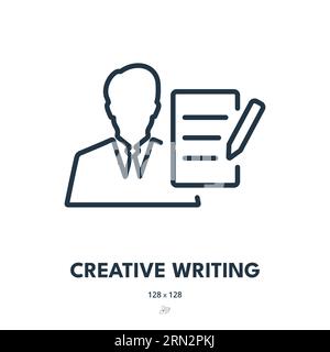 Icona di scrittura creativa. Narrazione, copywriting, scrittore. Tratto modificabile. Icona vettore semplice Illustrazione Vettoriale