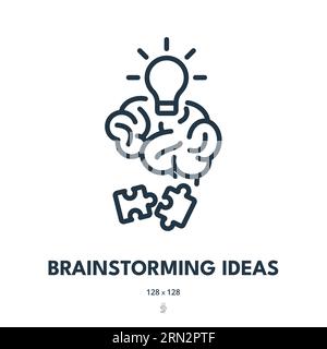 Icona delle idee di brainstorming. Soluzione, creatività, cervello. Tratto modificabile. Icona vettore semplice Illustrazione Vettoriale