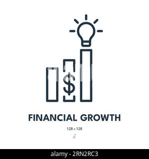Icona della crescita finanziaria. Profitto, reddito, guadagno. Tratto modificabile. Icona vettore semplice Illustrazione Vettoriale