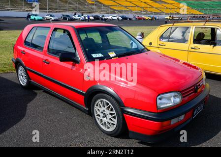 Volkswagen VW Golf Mk3 Mark III lll Red Vintage retro Show Shine Day Out, Melbourne Victoria Foto Stock