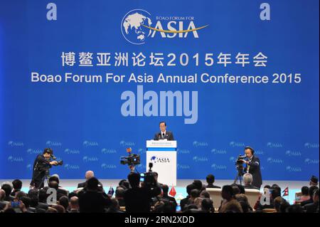 (150328) -- BOAO, 28 marzo 2015 -- il presidente del Forum di Boao per l'Asia (BFA) Fukuda Yasuo affronta la cerimonia di apertura della conferenza annuale 2015 della BFA a Boao, nella provincia di Hainan nella Cina meridionale, il 28 marzo 2015. ) (mp) CHINA-BOAO-BFA 2015-OPENING (CN) ZhaoxYingquan PUBLICATIONxNOTxINxCHN Boao marzo 28 2015 Presidente del Forum di Boao per l'Asia BfA Fukuda Yasuo affronta la cerimonia di apertura della Conferenza annuale 2015 del BfA a Boao nella provincia di Hainan nel sud della Cina marzo 28 2015 MP China Boao BfA 2015 apertura CN PUBLICATIONxNOTxINxCHN Foto Stock