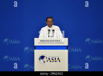 (150328) -- BOAO, 28 marzo 2015 -- il presidente dello Sri Lanka Maithripala Sirisena interviene durante la cerimonia di apertura della conferenza annuale 2015 del Forum di Boao per l'Asia (BFA) a Boao, nella provincia di Hainan, nella Cina meridionale, il 28 marzo 2015. ) (mp) CHINA-BOAO-BFA 2015-OPENING (CN) ZhaoxYingquan PUBLICATIONxNOTxINxCHN Boao marzo 28 2015 Sri Lanka il presidente interviene durante la cerimonia di apertura della conferenza annuale 2015 del Forum di Boao per l'Asia BfA a Boao nella provincia di Hainan nella Cina meridionale marzo 28 2015 MP China Boao BfA 2015 Opening CN PUBLICATIONXNOTxINxCHN Foto Stock