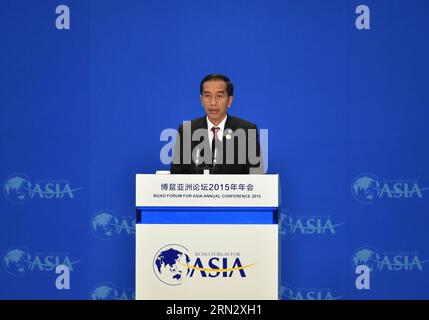 (150328) -- BOAO, 28 marzo 2015 -- il presidente indonesiano Joko Widodo interviene durante la cerimonia di apertura della conferenza annuale del 2015 del Forum di Boao per l'Asia (BFA) a Boao, nella provincia di Hainan nella Cina meridionale, il 28 marzo 2015. ) (mp) CHINA-BOAO-BFA 2015-OPENING (CN) ZhaoxYingquan PUBLICATIONxNOTxINxCHN Boao marzo 28 2015 il presidente indonesiano Joko Widodo interviene durante la cerimonia di apertura della conferenza annuale 2015 del Forum di Boao per l'Asia BfA a Boao nella provincia di Hainan nella Cina meridionale marzo 28 2015 MP China Boao BfA 2015 Opening CN PUBLICATIONxNOTxINxCHN Foto Stock