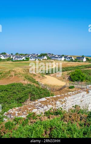 Francia, Morbihan, isola di Hoedic, punto panoramico dal forte di Hoedic (o forte Louis-Philippe) costruito nel 1853 Foto Stock