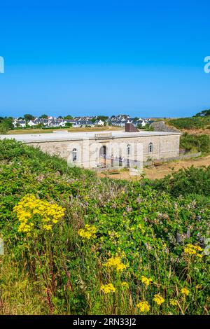 Francia, Morbihan, isola di Hoedic, forte di Hoedic in stile Vauban o forte di Luigi Filippo costruito nel 1853 Foto Stock