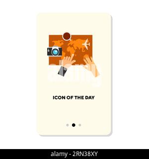 Lancette che puntano sulla posizione della mappa mondiale icona vettore piatta Illustrazione Vettoriale