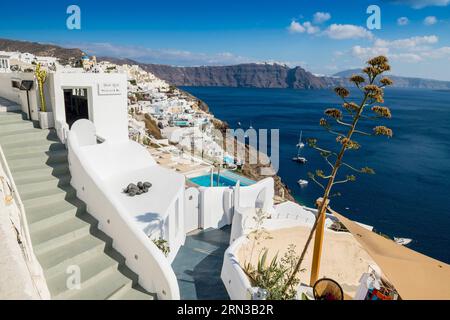 Grèce, arcipelago delle Cicladi, isola di Santorin, villaggio di Oia Foto Stock