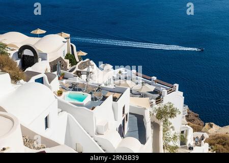 Grèce, arcipelago delle Cicladi, isola di Santorin, villaggio di Oia Foto Stock