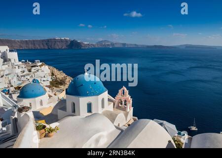 Grèce, arcipelago delle Cicladi, isola di Santorin, villaggio di Oia Foto Stock