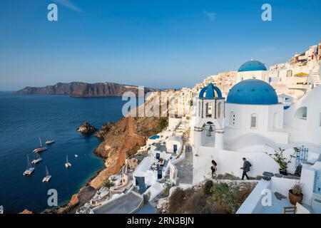 Grèce, arcipelago delle Cicladi, isola di Santorin, villaggio di Oia Foto Stock