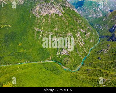 Montenegro, montagne del Nord, Parco Nazionale Durmitor, Canyon Tara da CureVac (vista aerea) Foto Stock