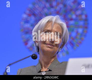 (150416) -- WASHINGTON D.C., 16 aprile 2015 -- l'amministratore delegato del Fondo monetario internazionale (FMI) Christine Lagarde partecipa a un comunicato stampa di apertura delle riunioni di primavera del FMI-Banca Mondiale 2015 a Washington D.C., capitale degli Stati Uniti, 16 aprile 2015. ) U.S.-WASHINGTON D.C.-WORLD BANK-FMI-CONFERENZA STAMPA BaoxDandan PUBLICATIONxNOTxINxCHN Washington D C 16 aprile 2015 Fondo monetario Internazionale l'amministratore delegato del FMI Christine Lagarde partecipa all'Opening Press Briefing della Banca Mondiale del FMI 2015 riunioni di primavera a Washington D C capitale degli Stati Uniti 16 aprile 2015 U S Washington Foto Stock