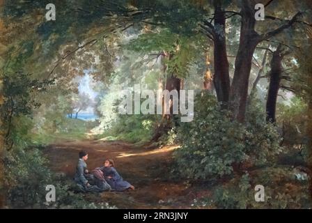 Conversation dans une allée près du lac - Firmin Salabert - Musée des Beaux-Arts de Gaillac tra il 1830 e il 1895 di Firmin Salabert Foto Stock