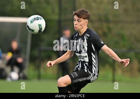 Marcinelle, Belgium. 25th Aug, 2023. Romane Jadoulle (19) Of Charleroi pictured during a female soccer game between Sporting du pays de Charleroi and KRC Genk Ladies on the 1st matchday of the 2023 - 2024 season of Belgian Lotto Womens Super League, Saturday 25 August 2023 in Marcinelle, BELGIUM . Credit: sportpix/Alamy Live News Stock Photo