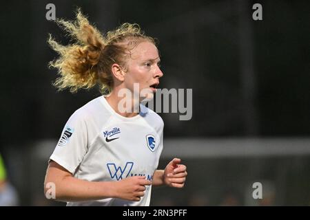 Marcinelle, Belgio. 25 agosto 2023. Charlotte Tison (20) di Genk nella foto durante una partita di calcio femminile tra Sporting du Pays de Charleroi e KRC Genk Ladies nella prima giornata della stagione 2023 - 2024 della belga lotto Womens Super League, sabato 25 agosto 2023 a Marcinelle, BELGIO . Credito: Sportpix/Alamy Live News Foto Stock