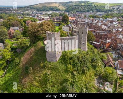 Vista aerea del castello e museo di Lewes, Lewes, East Sussex, Regno Unito. Foto Stock