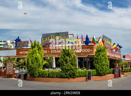 Restaurant in sea resort Sunny beach, Burgas, Bulgaria Stock Photo