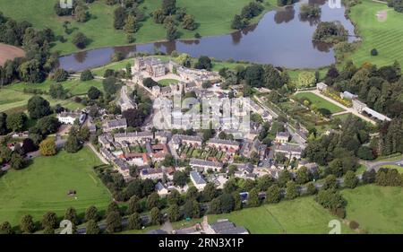 aerial view of Ripley, North Yorkshire Stock Photo