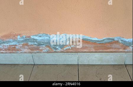 internal wall of the house with rising damp problems Stock Photo