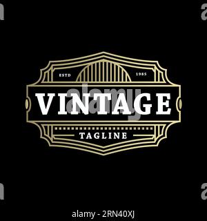 Montatura vintage antica classica emblema retro etichetta logo logo Vector Illustrazione Vettoriale